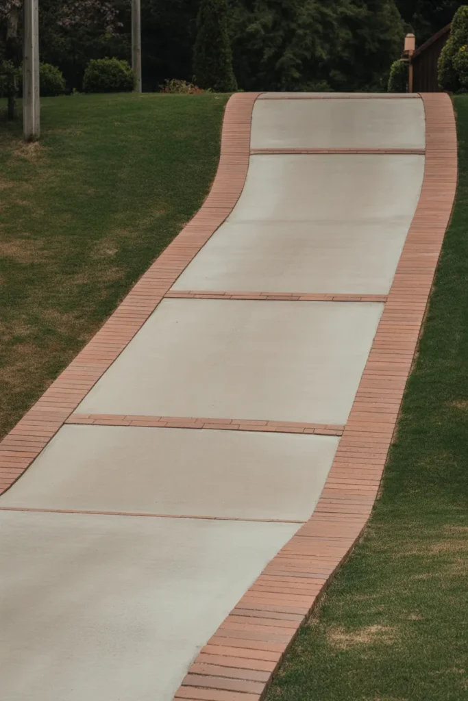   Driveway with Brick Ribbon Edges