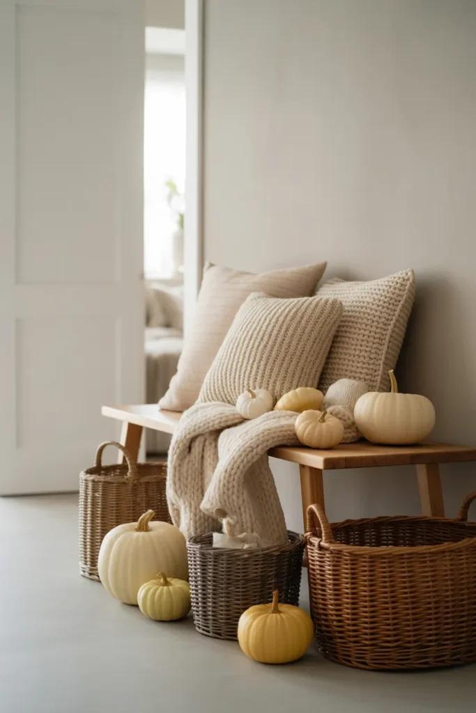  Neutral Halloween Entryway with Soft Textures