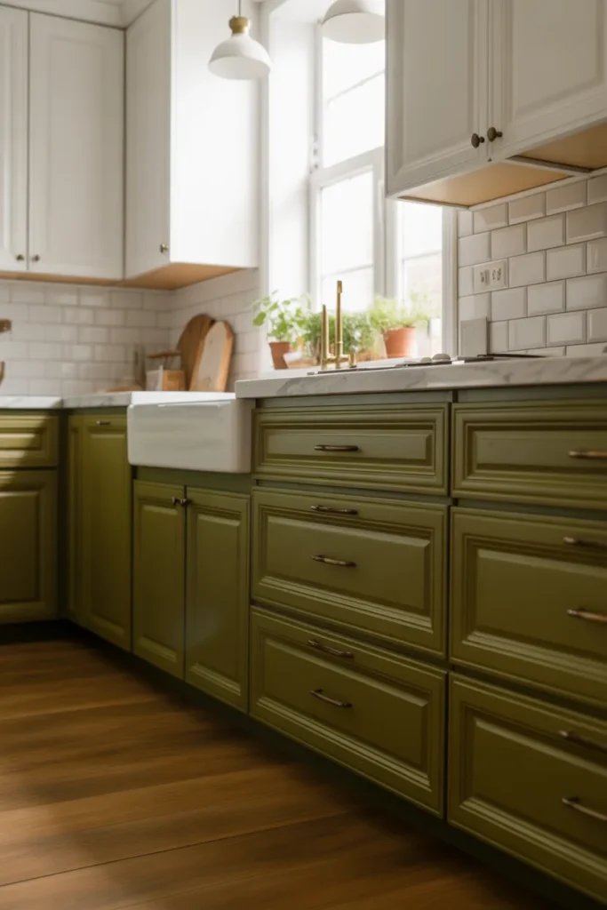 Olive Green and White Contrast