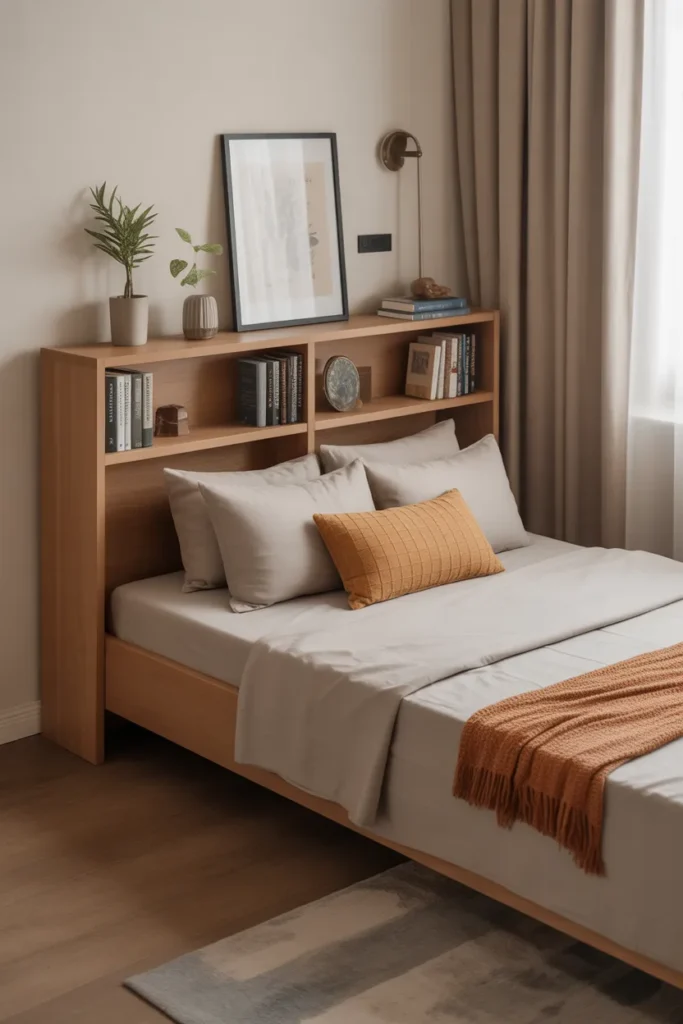  Bookshelf Headboard Bed Library