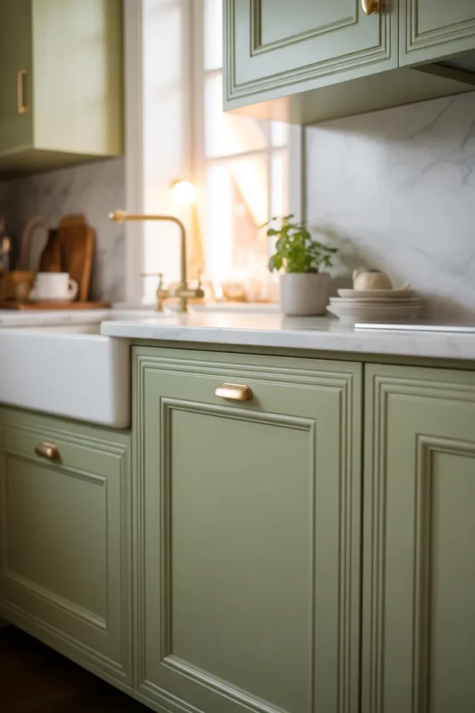 Celadon Green Cabinets for Soft Elegance