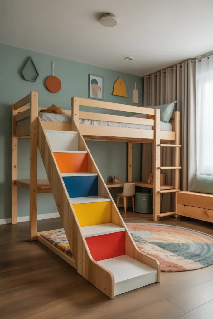 Playroom with Slide and Loft Bed