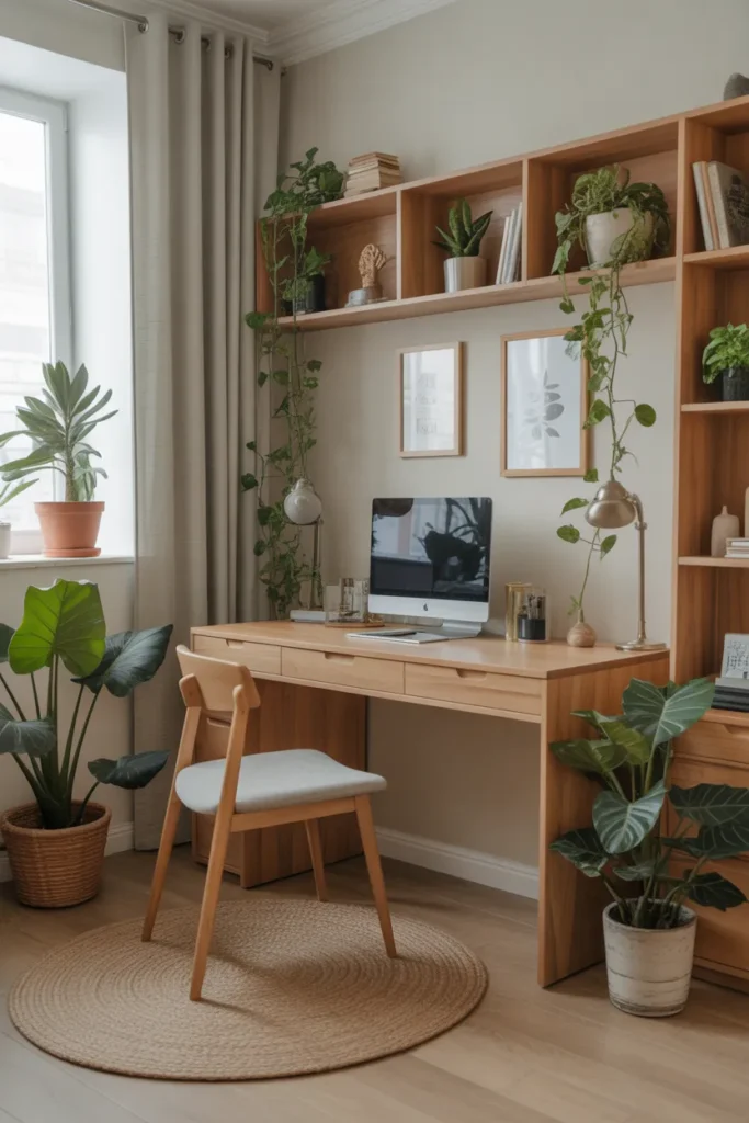 Study Space with Greenery and Natural Elements
