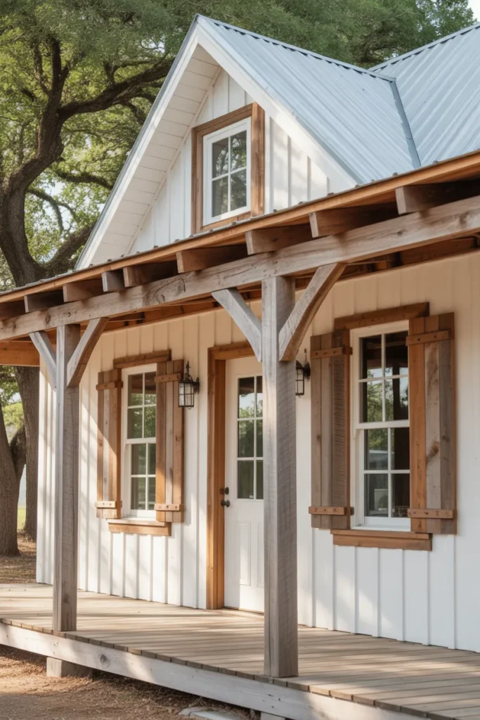  Farmhouse Exterior with Reclaimed Wood Accents