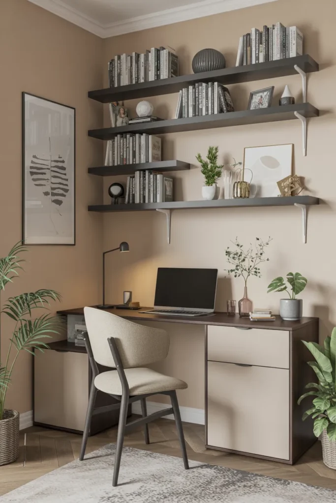  Floating Shelves Above a Desk
