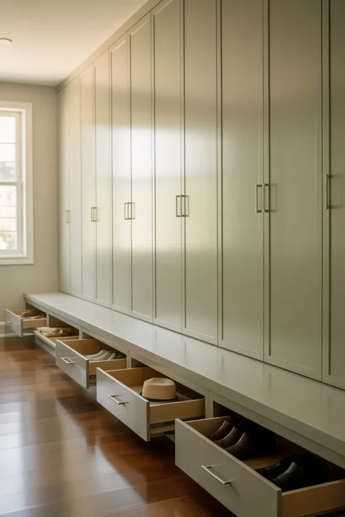  Mudroom with Bench Drawers for Hidden Storage