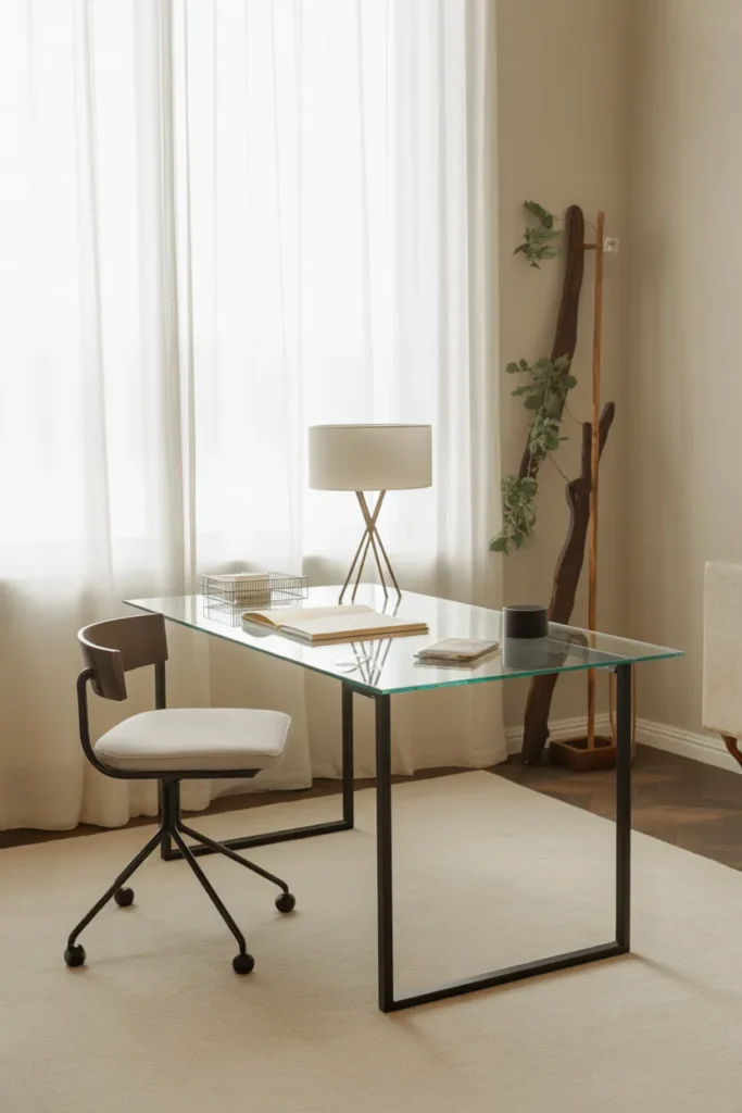 Modern Glass Desk Setup