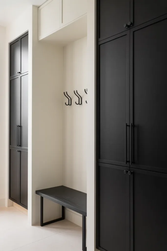   Modern Mudroom with Sleek Black Accents