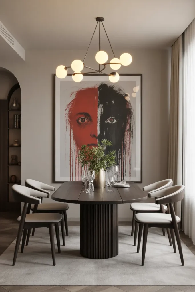  Artistic Dining Room with Statement Wall Art
