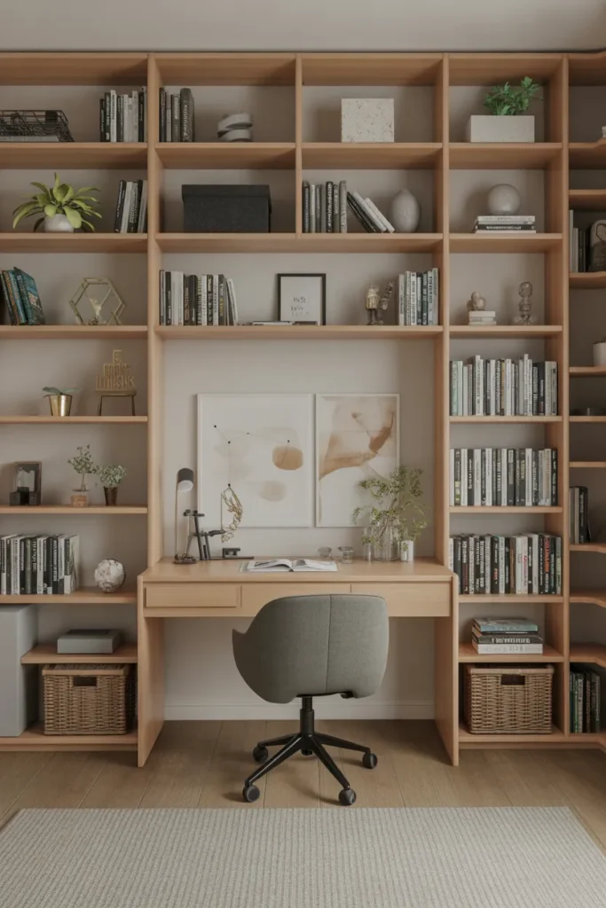 Study Corner with Built-In Bookshelves