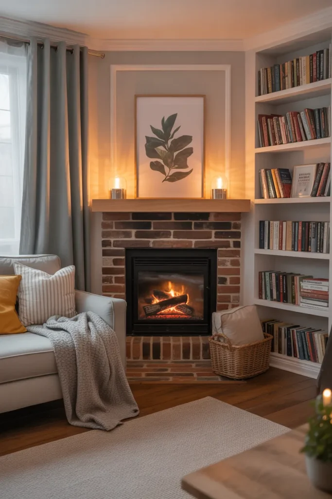 Cozy Reading Nook Fireplace