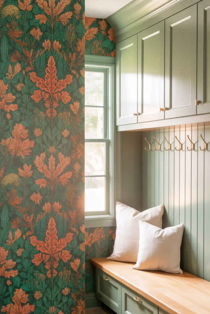  Mudroom with a Statement Wall or Wallpaper