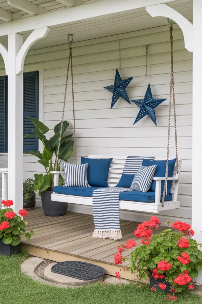 Patriotic Porch Swing Setup