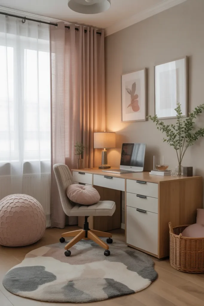 Cozy Study Space with Soft Textiles