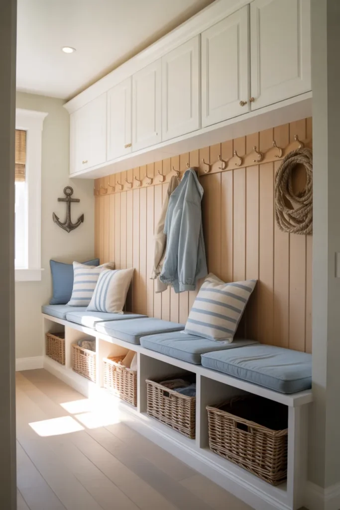  Coastal-Inspired Mudroom with Light Colors