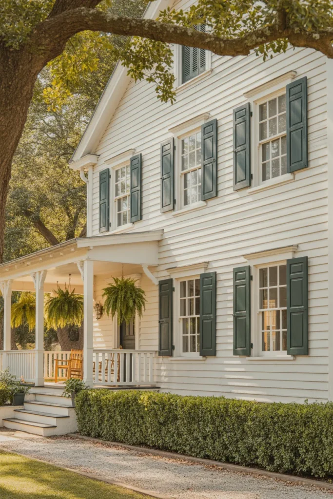   Farmhouse Exterior with Shutter Accents