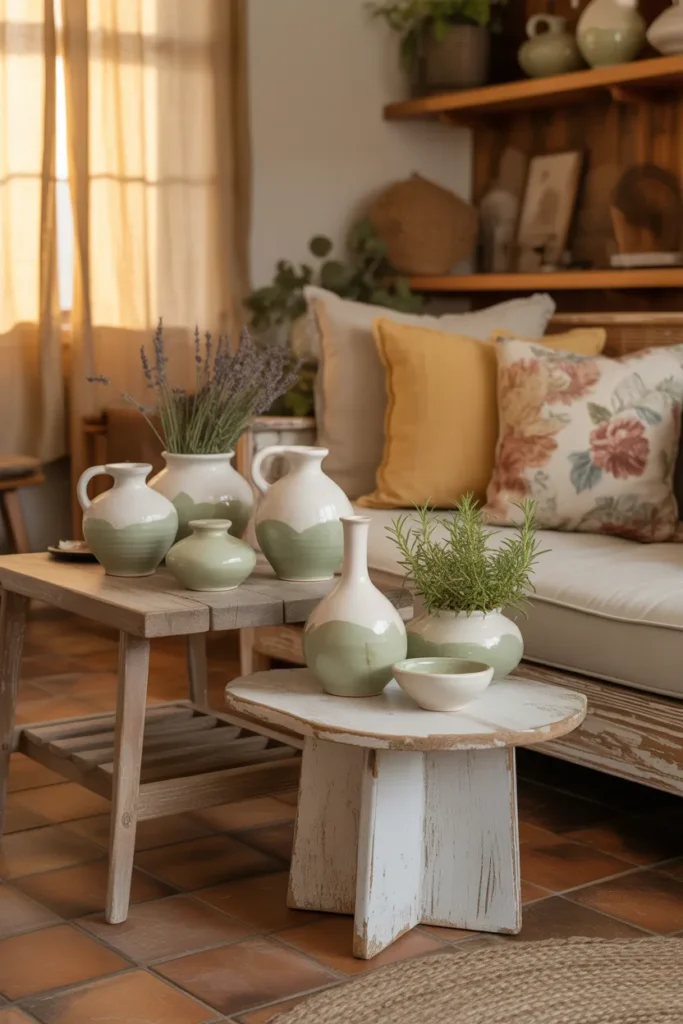 Handmade Pottery on Side Tables
