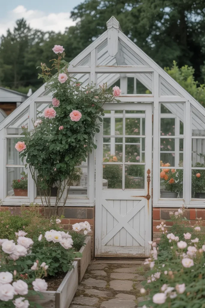  Cottage-Inspired Greenhouse with Vintage Charm