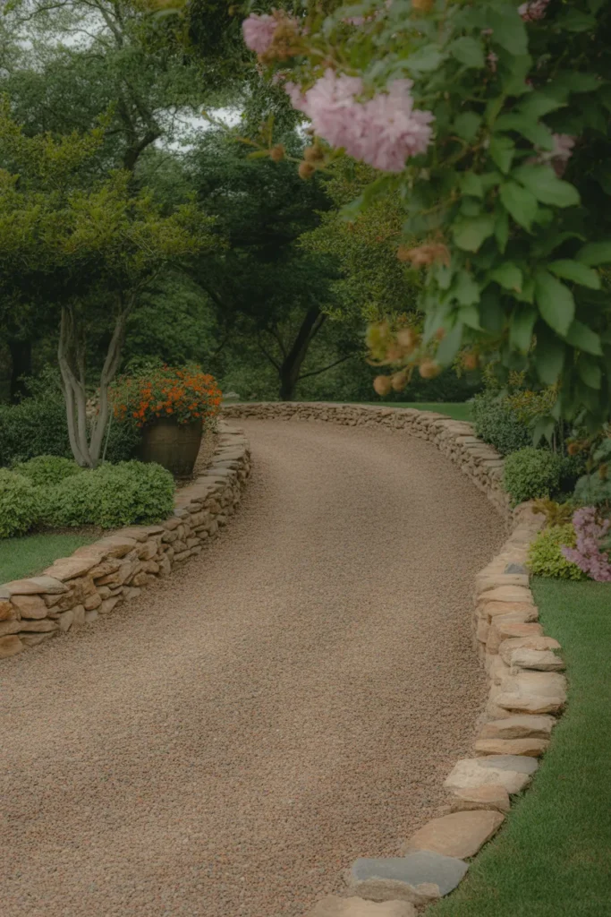  Gravel Driveway with Stone Edging