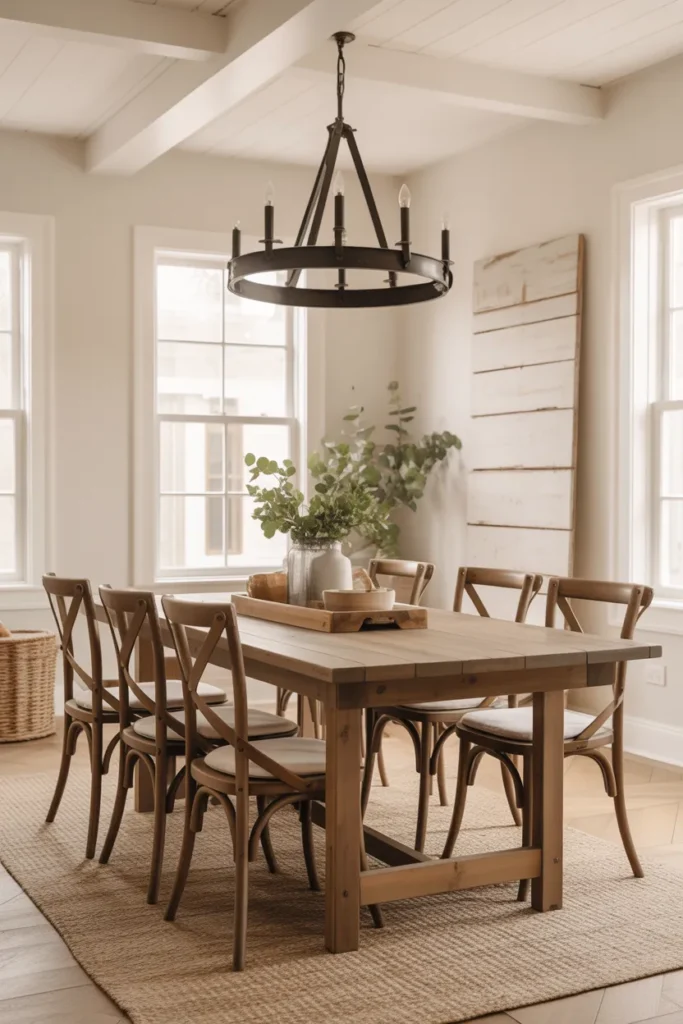  Modern Farmhouse Dining Room with Rustic Wood Accents