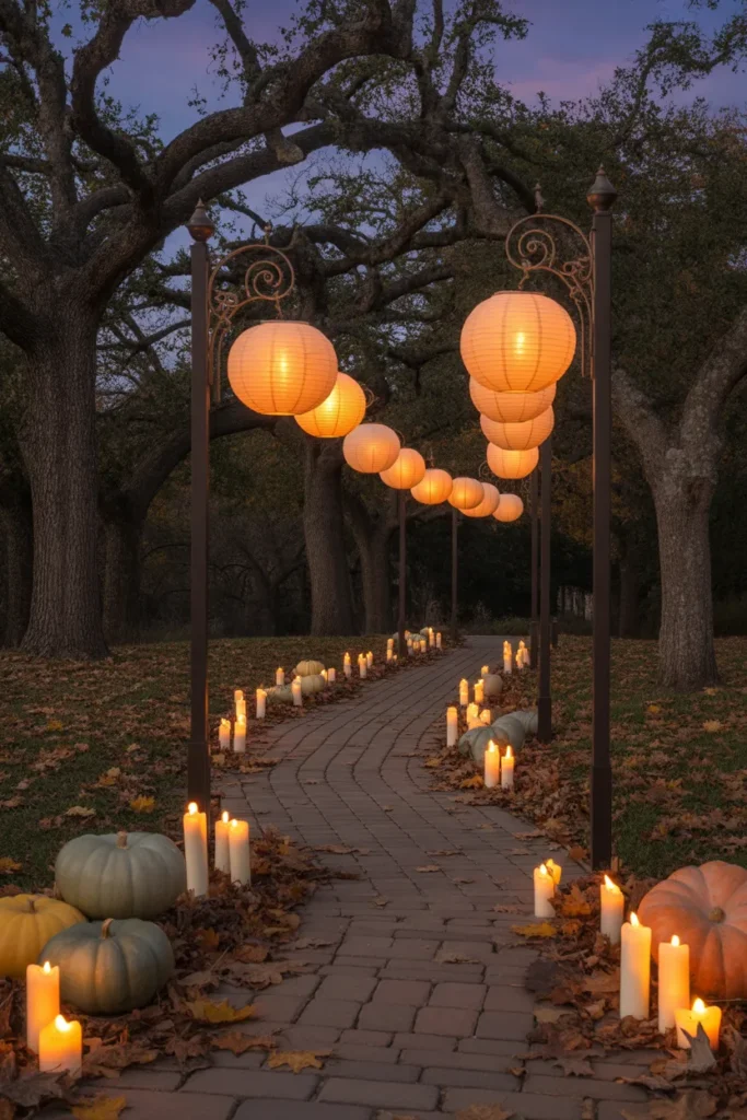   Moody Candlelit Outdoor Pathway