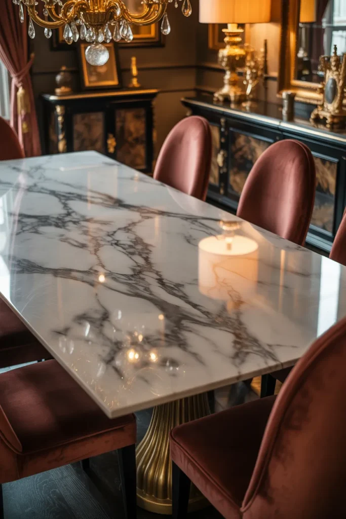   Luxurious Dining Room with Marble Elements