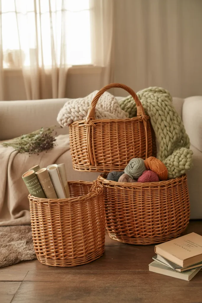 Wicker Baskets for Cozy Storage