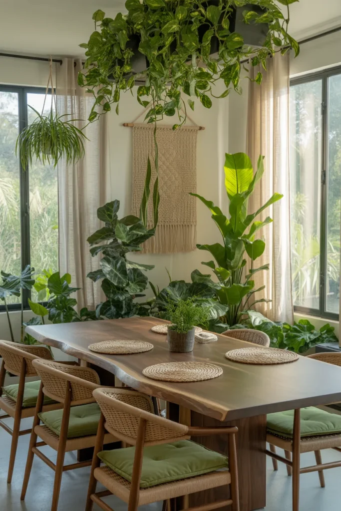   Botanical Dining Room with Greenery and Natural Decor