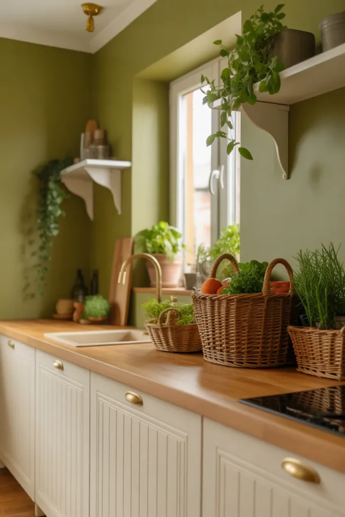 Olive Green Walls for a Cozy Kitchen