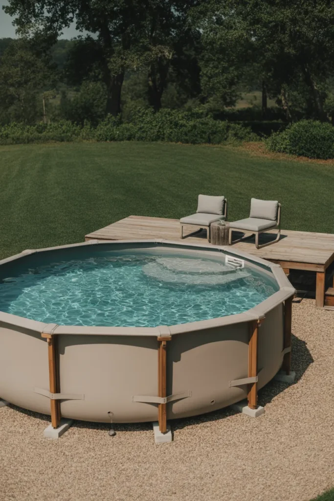  Minimalist Above-Ground Pool with Gravel Base