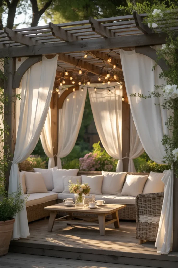  Elegant Pergola with Drapes
