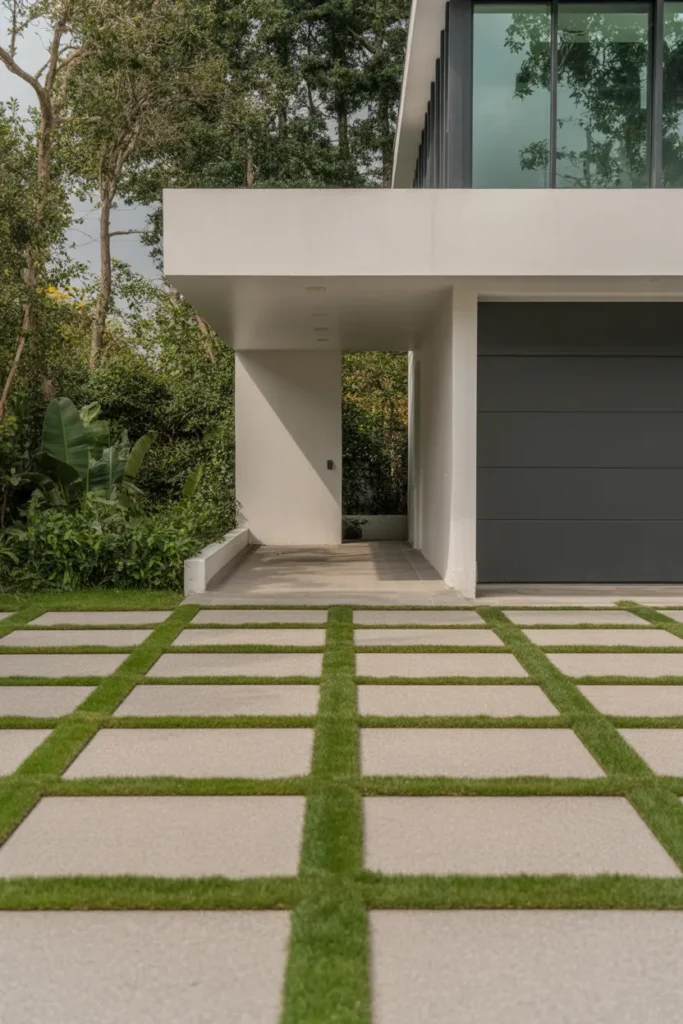  Grass and Paver Driveway