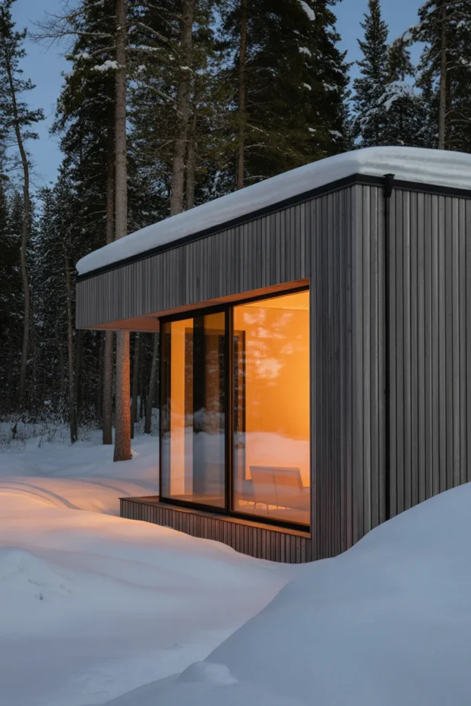 Modern Cabin with Dark Wood Siding