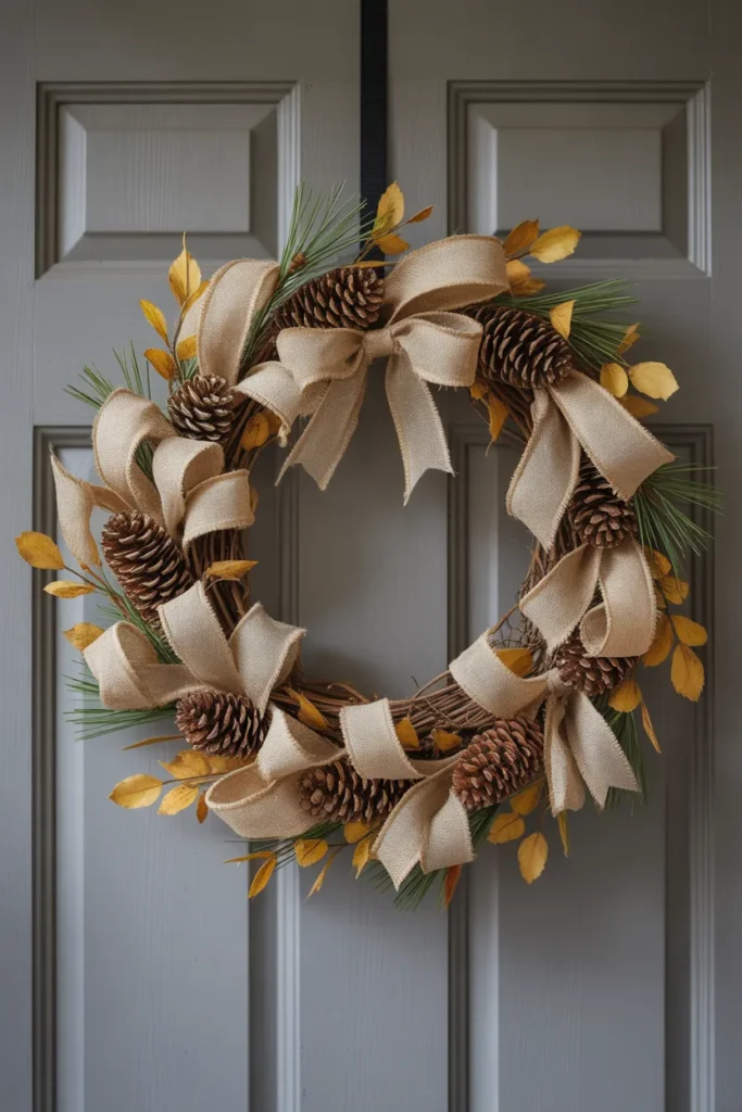 Burlap and Pinecone Wreath