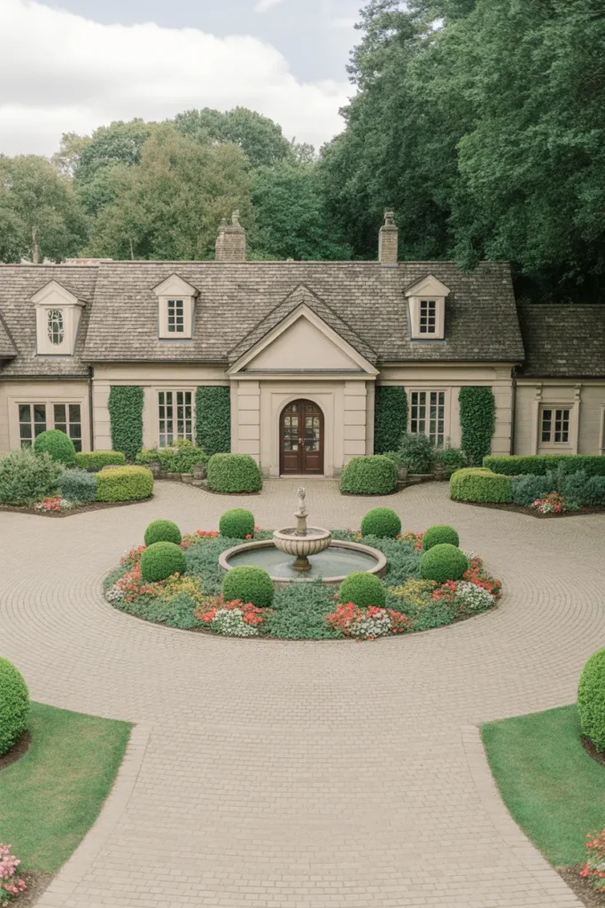  Circular Driveway with Center Garden Bed