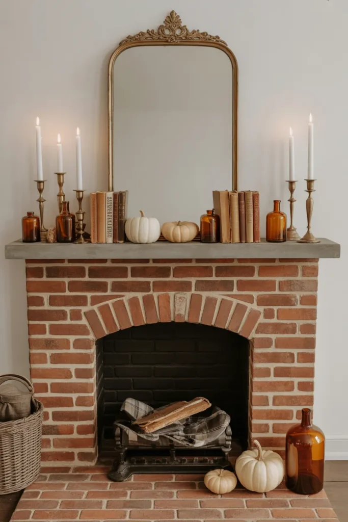 Vintage Autumn Mantel with Antique Finds