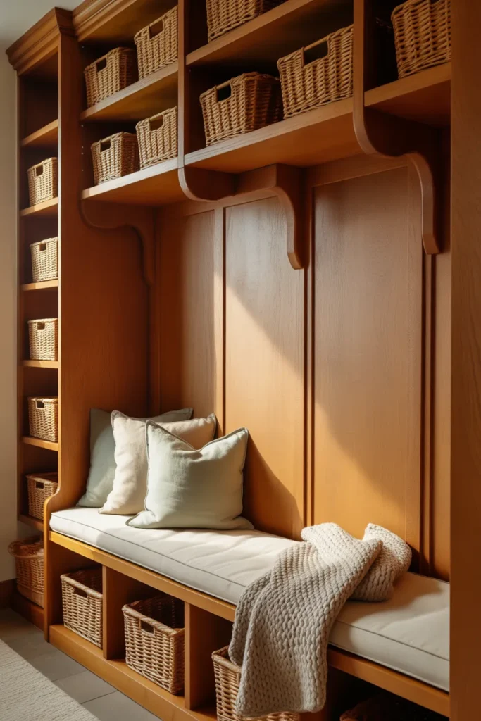  Cozy Mudroom with Warm Wood Accents