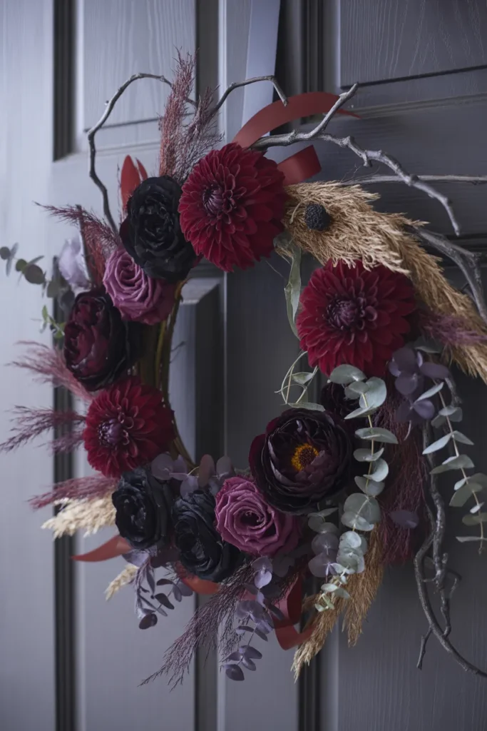   Moody Dark Floral Wreath