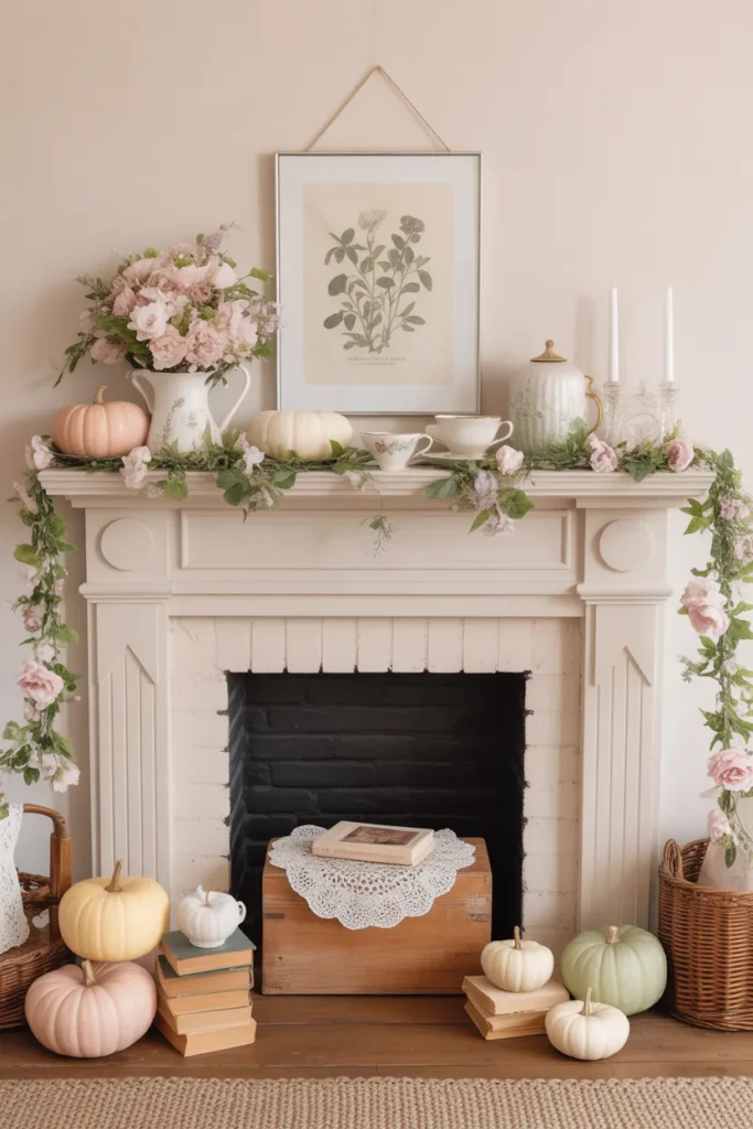 Cottagecore Fireplace with Whimsical Touches