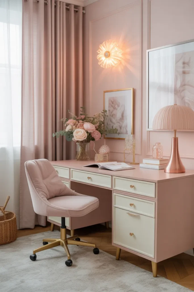 Feminine Pastel Study Corner