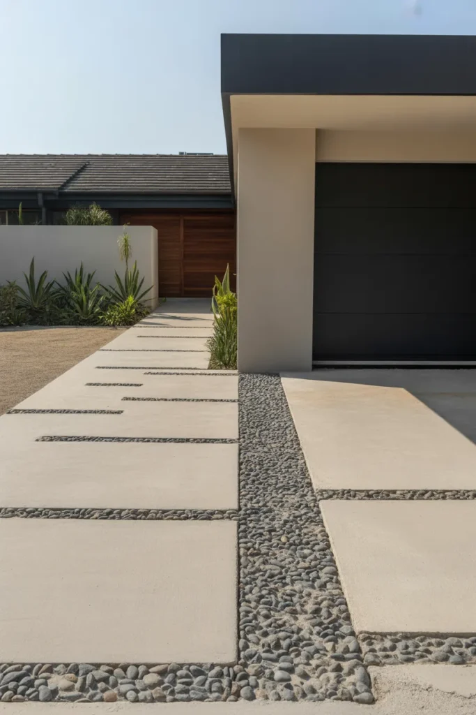  Pebble and Concrete Mix Driveway