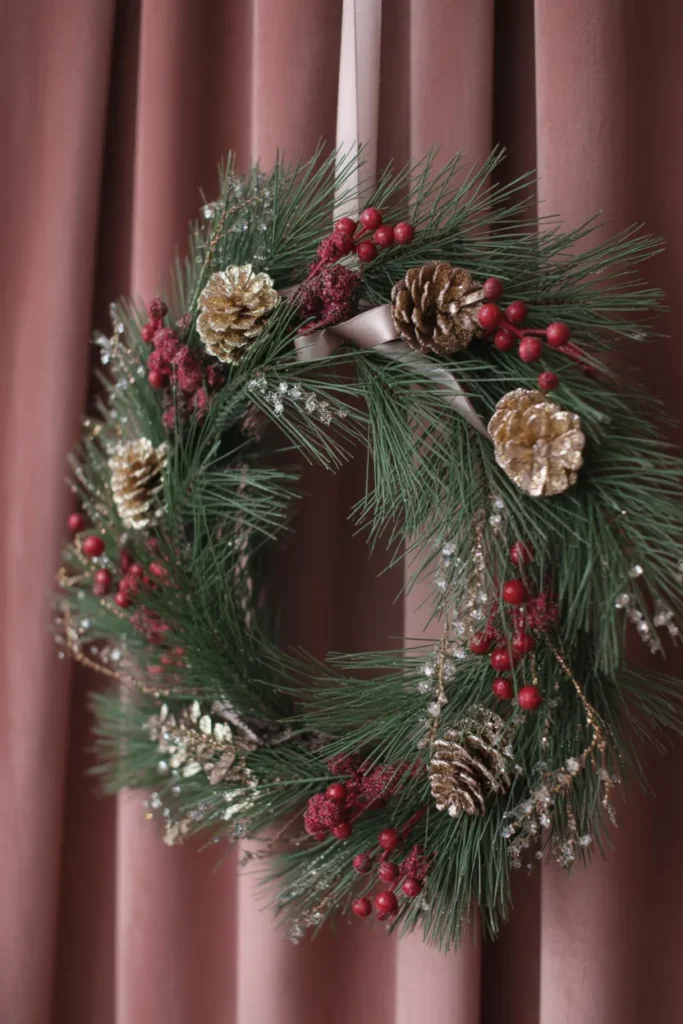 Glitter Pinecone & Berry Wreath