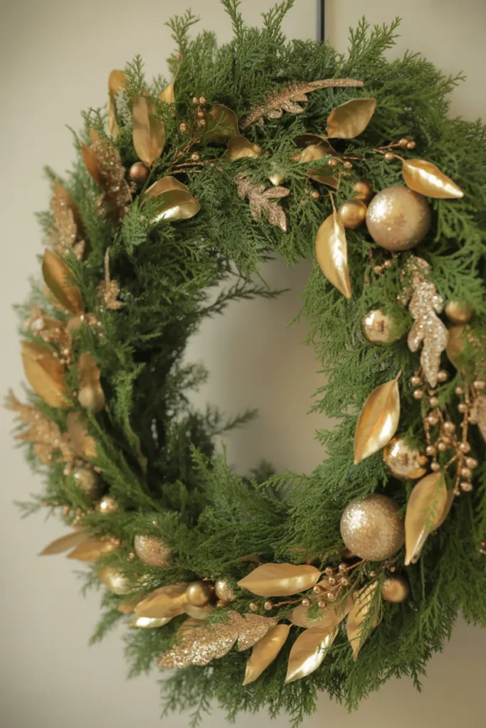 Glittering Gold & Green Wreath