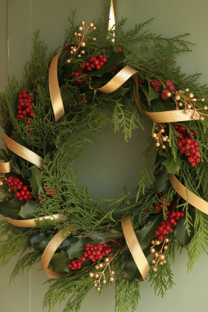Red & Gold Holiday Wreath
