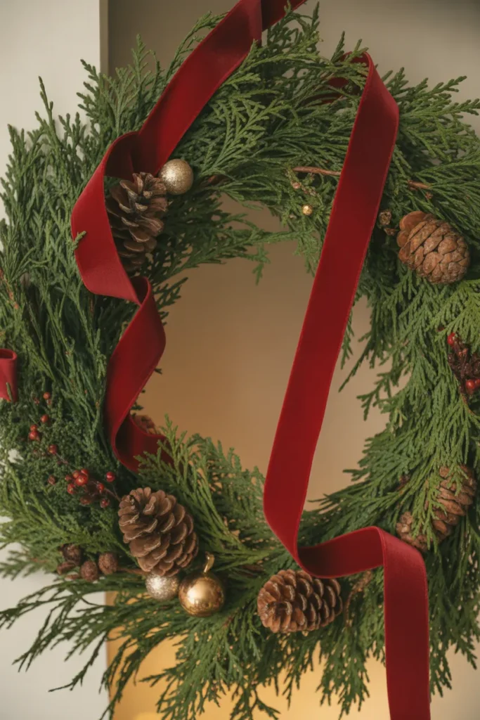 Red Velvet Ribbon Wreath