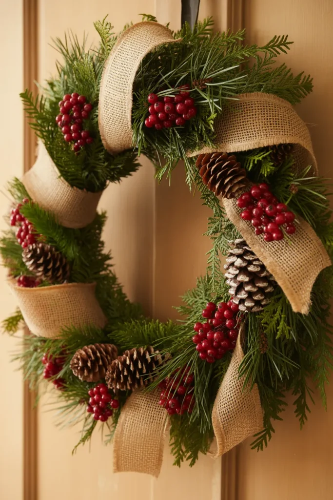 Rustic Burlap & Berry Wreath