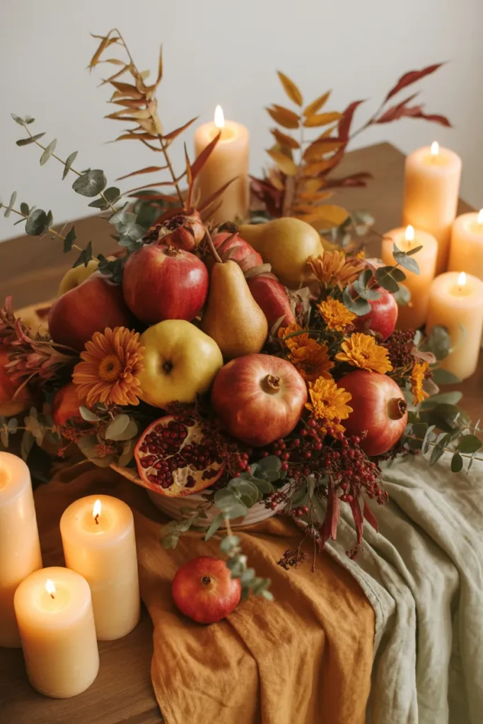 Seasonal Fruit and Flower Centerpiece