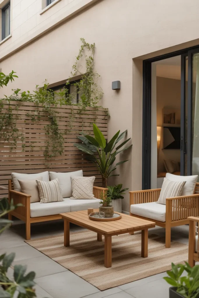  Apartment Patio with Wooden Accents
