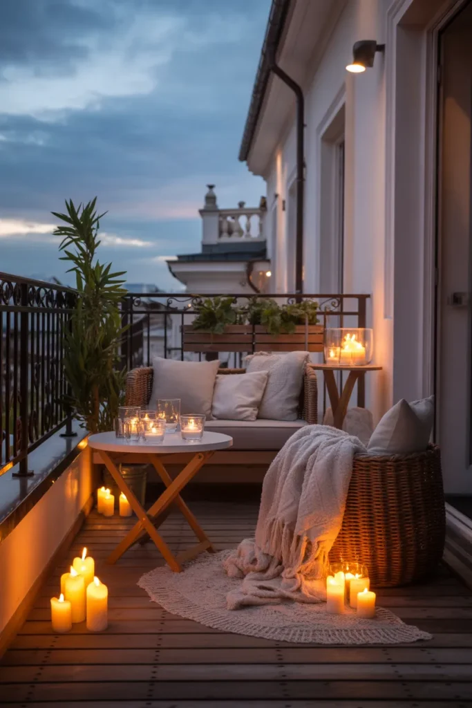 Candle-Filled Balcony Decor