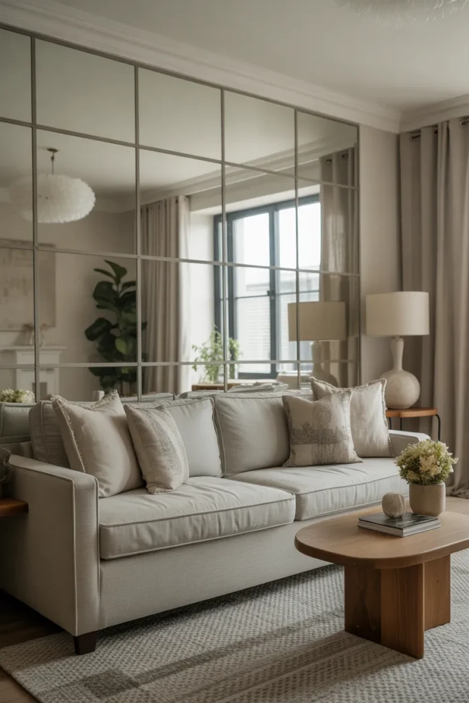 Mirror Wall Behind the Sofa